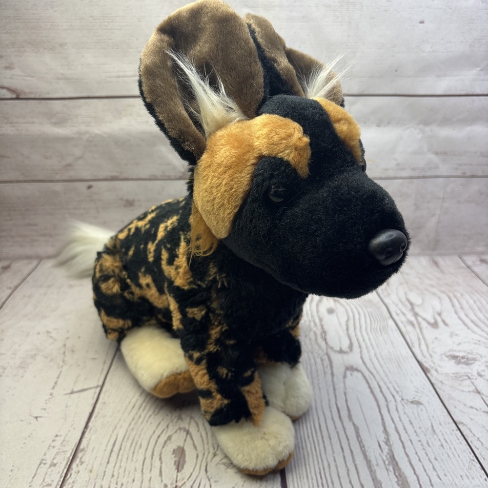 Wild Republic African Wild Dog Calico Hyena Plush Stuffed Animal Black Tan Soft